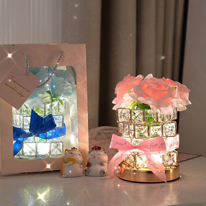 루카스 럭셔리 크리스탈 골드 인테리어 무드등, 핑크로즈 30,000원