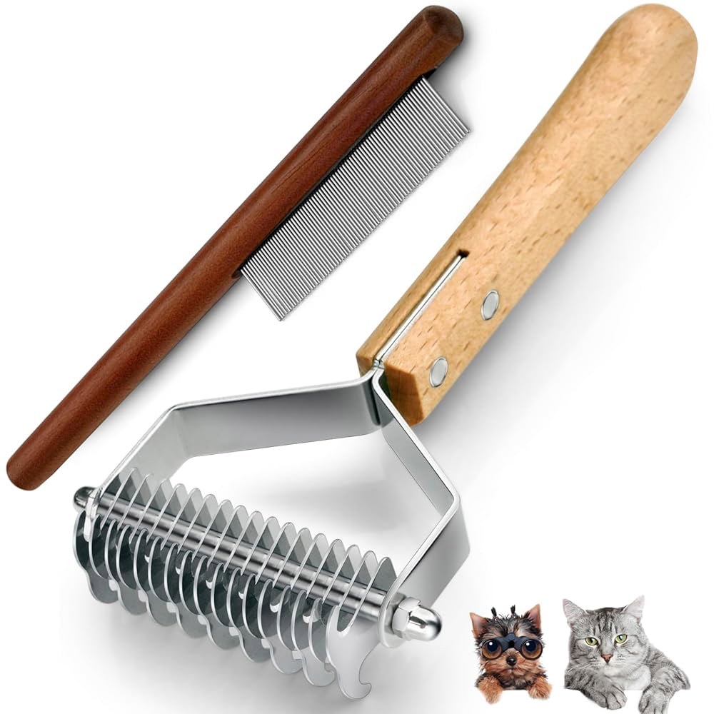 털갈이용 고양이 브러시, 인체공학적 나무 손잡이 탈착용 토끼 브러시 및 엉킴 제거용 고양이용 빗 도구 ((3인치) 31,800원