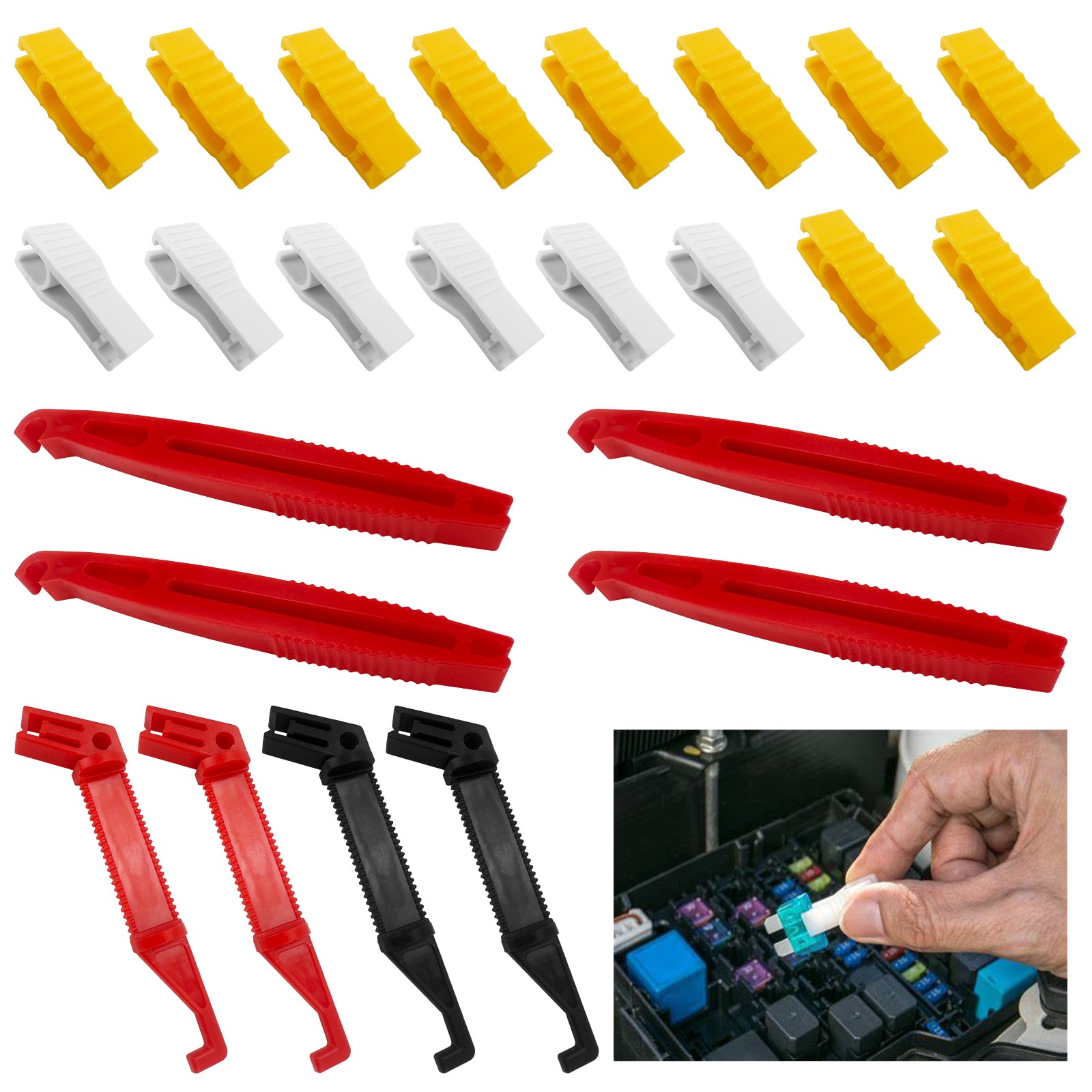 자동차 퓨즈 집게 24개 세트 차량용 휴즈 클립 미니 자동차 퓨즈 풀러 제거 도구,플라스틱,4가지 스타일 9,600원