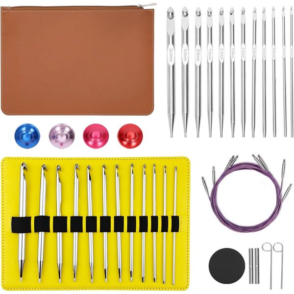 이소위 튀니지 크로셰 후크 세트 긴 뜨개질 바늘 케이블 포함 3mm-10mm 12가지 크기 알루미늄 교체형 75,300원