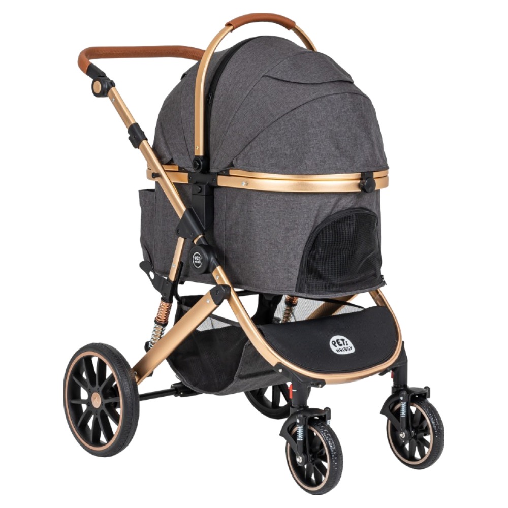 펫츠놀로지 반려동물 분리형 프리미엄 펫휠 유모차, 그레이 + 골드, 1개 148,000원