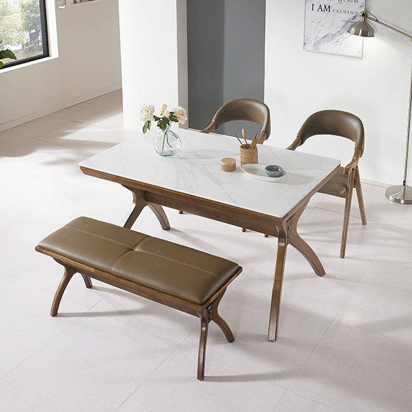 인트리 르네 에쉬원목 4인 세라믹 식탁세트 벤치형(의자2+벤치1) 675,000원