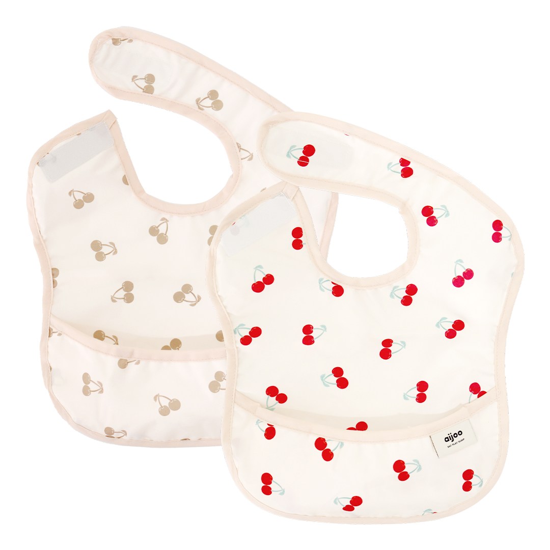아이주 방수 포켓 이유식턱받이, 1세트, 2개입, C세트 레드체리 + 크림체리 21,600원