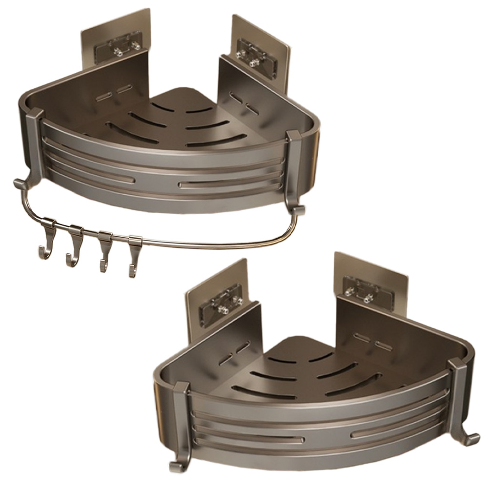 [AC-Mall] 수납 정리 공간활용 코너쉘프 1+1/부식방지 알루미늄 무타공 간편설치/선반가드 업그레이드 탈착가능 위생사용, 1박스, 깊이 22cm 코너선반-기본1+후크1 31,800원