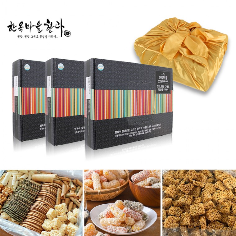 감사한분들께 고급 전병+유과+쌀강정 선물 세트 간식 한과 과자 보자기 포장 중소기업 회사 명절 48,680원