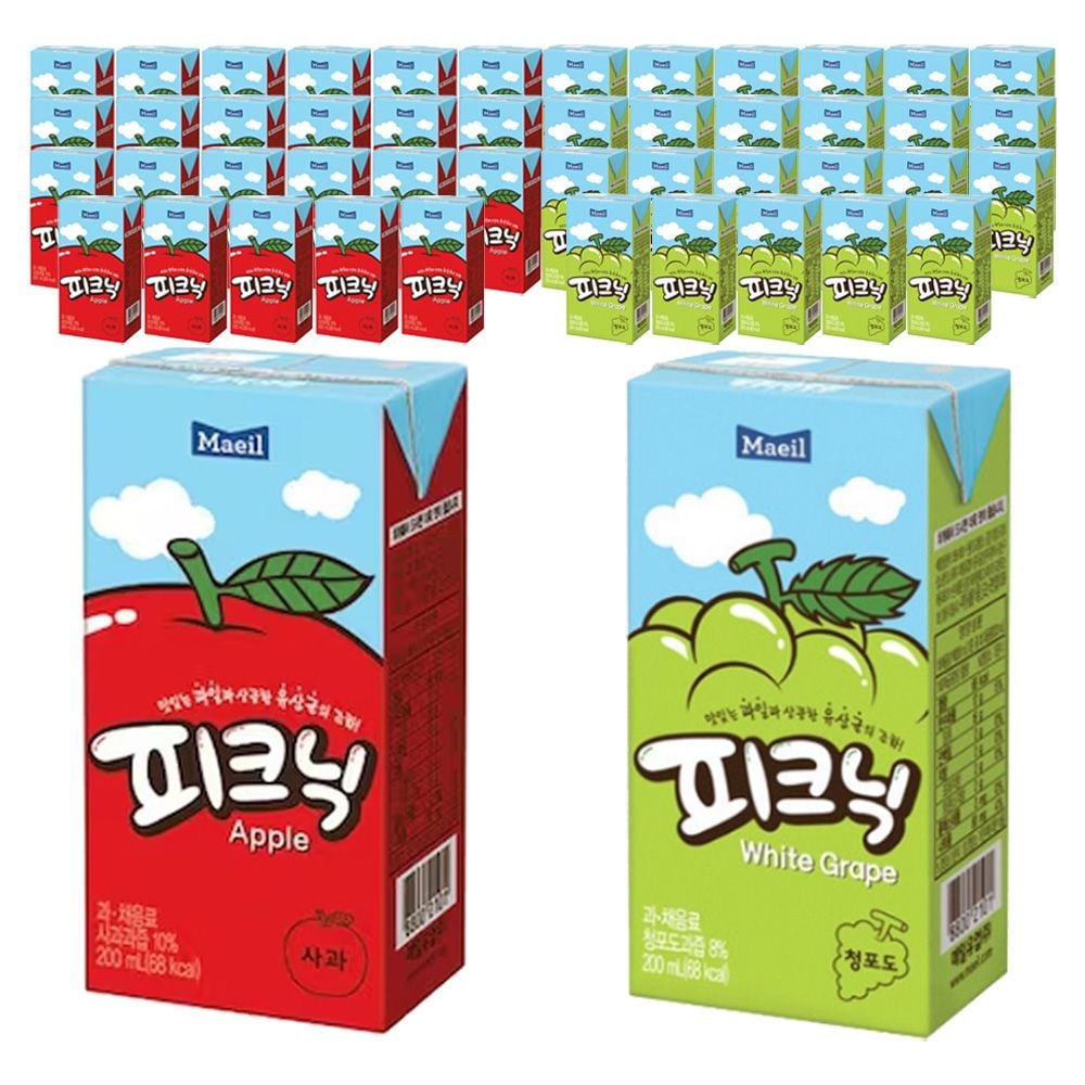 매일 사과 200mlx24팩 + 청포도 200mlx24팩 han+2436NS 25,980원