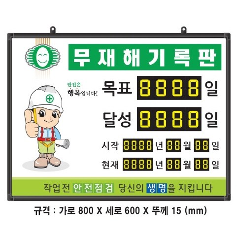 (OGU)무재해기록판(넘버링 돌출형) 모델 59NB-AA26 (수동식 숫자 돌림판), 규격 : 가로800X세로600X뚜께15(mm), 1개 192,000원