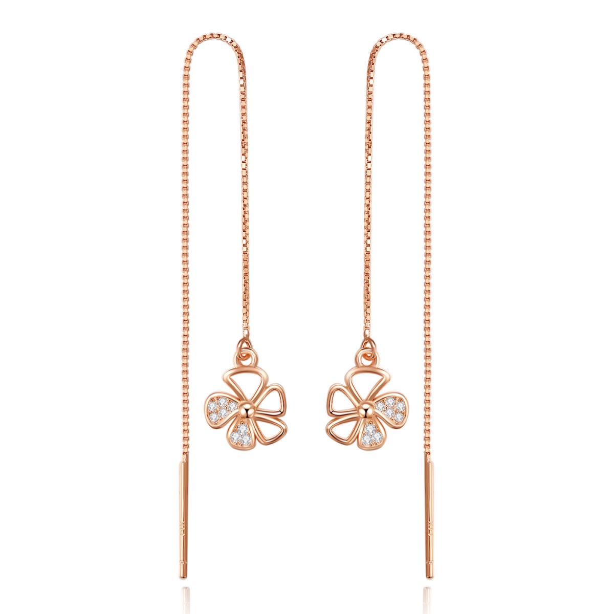 Zebeer 여성용 14K 도금 롱 드롭 체인 우아한 꽃 귀걸이 49,000원