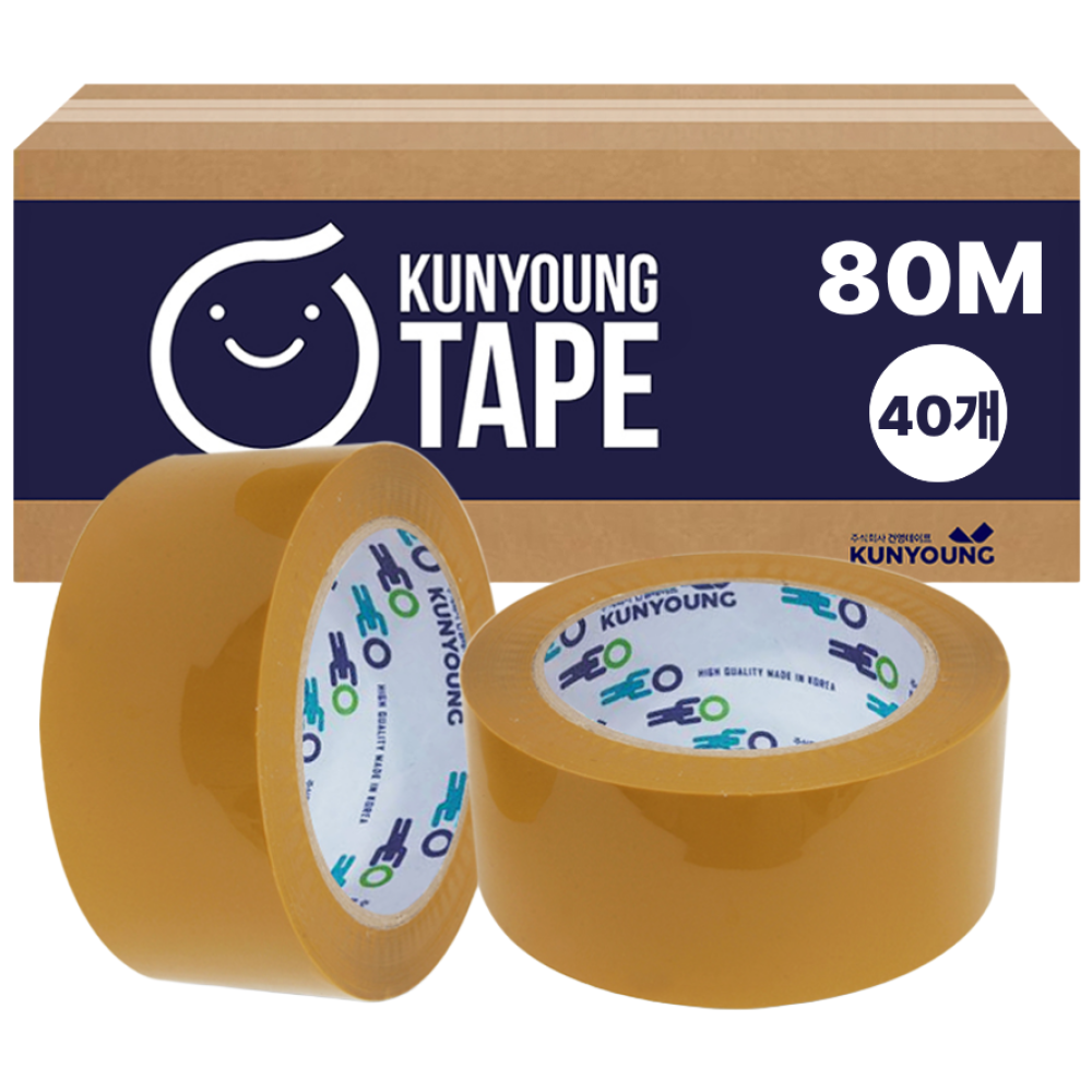 건영 박스테이프 더블경포장 48mm x 80M 황색, 40개 36,000원