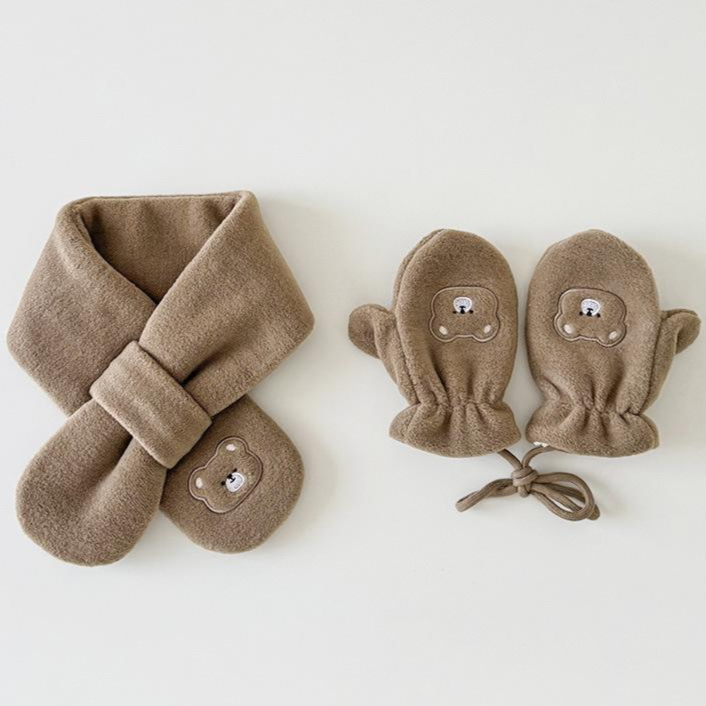 아기 장갑 목도리 세트 후리스 곰돌이 유아 어린이 14,900원