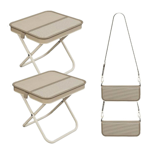 일상가 탄소강 휴대용 크로스백 파우치형 포켓형 초경량 캠핑 접이식 의자, 2개, 베이지 41,800원