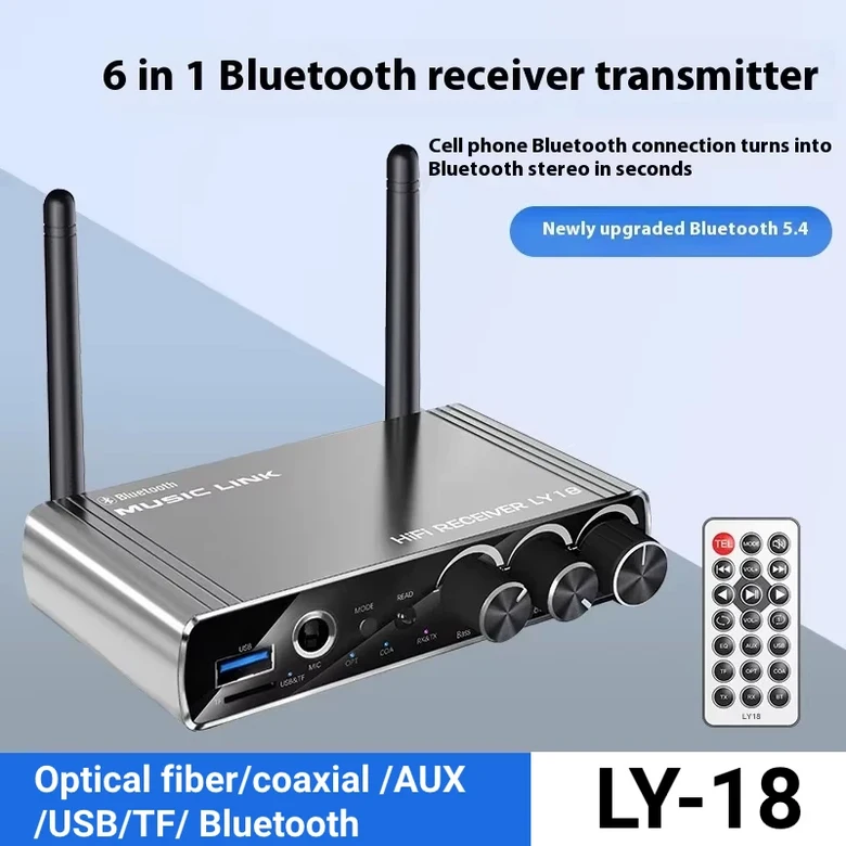 블루투스 5.4 송신기 리시버 AUX 3.5mm 6.5mm 동축 광섬유 무선 음악 오디오 어댑터 리모컨 TV PC용 27,400원