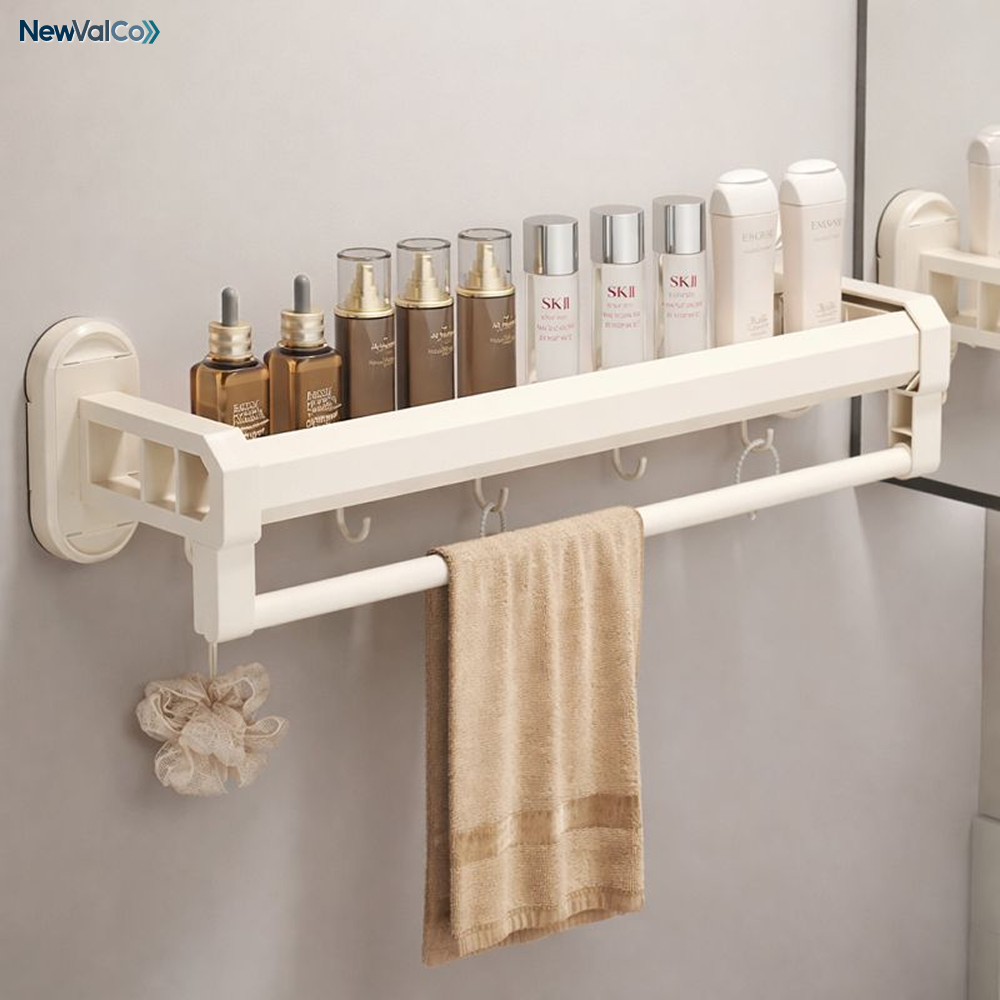 뉴밸코 무타공 초강력 4중 진공흡착 욕실선반, 1개, 소형 밀크화이트 24,900원
