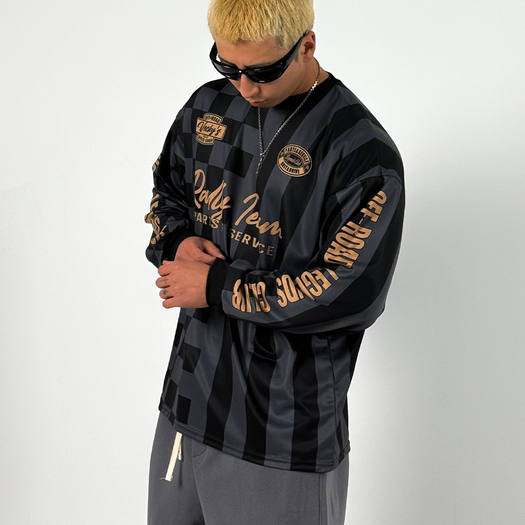 남자 빅사이즈 레이싱 체크 매쉬 긴팔티 스트릿 오버핏 짐웨어 럭비티 운동복 유니폼 도프룸 46,750원