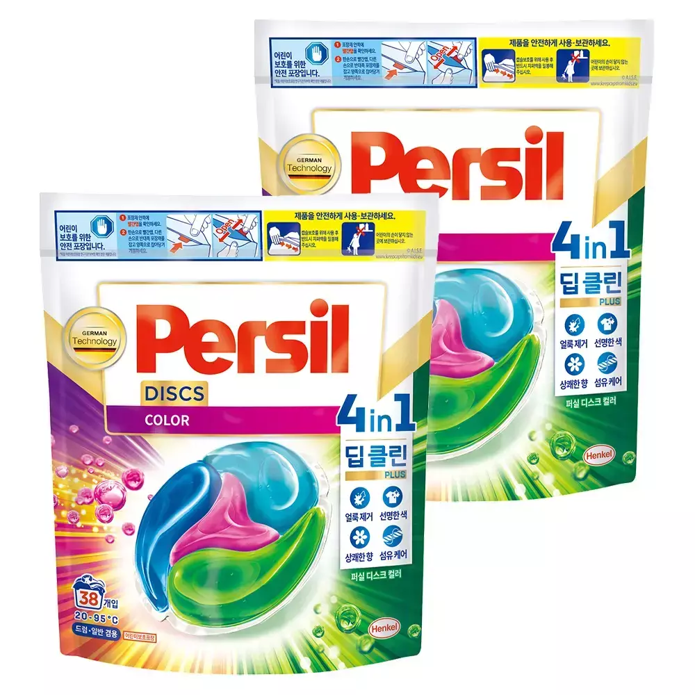 퍼실 디스크 4in1 딥클린 캡슐세제 컬러, 38개입, 2개 58,700원