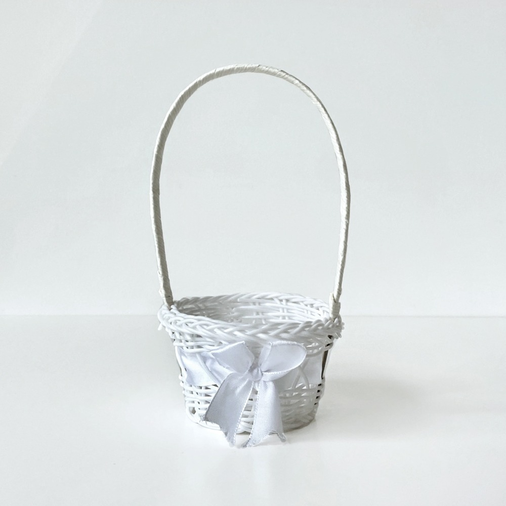 S pp리본 손잡이 바구니 화이트 ( 부활절 계란 미니 떡바구니 송편 한과 사탕 떡만들기 할로윈 단체선물 소형 어버이날 꽃바구니 명절 추석 행사 ) 1,550원