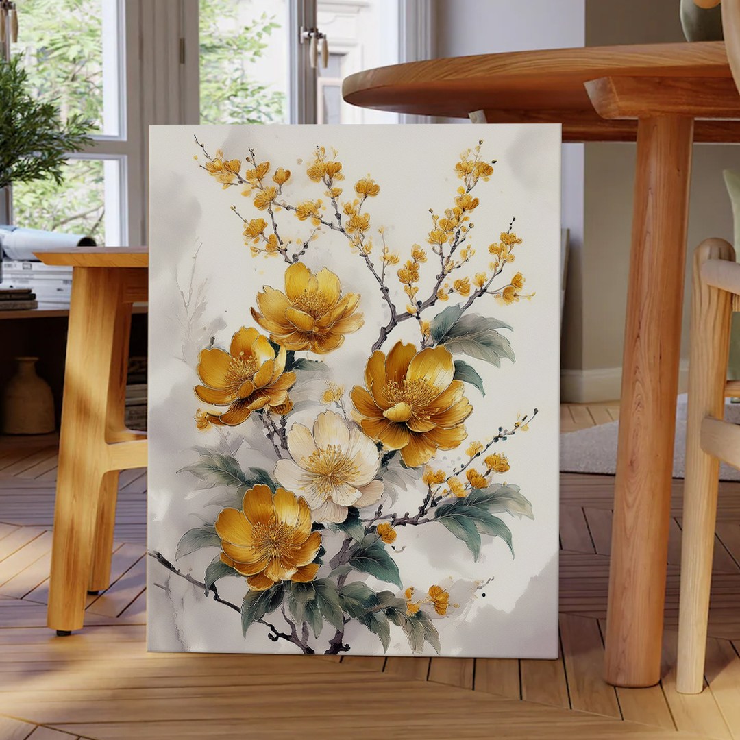 풍수 동양화 부귀화 모란꽃 인테리어 캔버스 그림액자 9종 집들이 개업선물 금전운 돈들어오는그림, 09.부귀영화황금화 88,000원