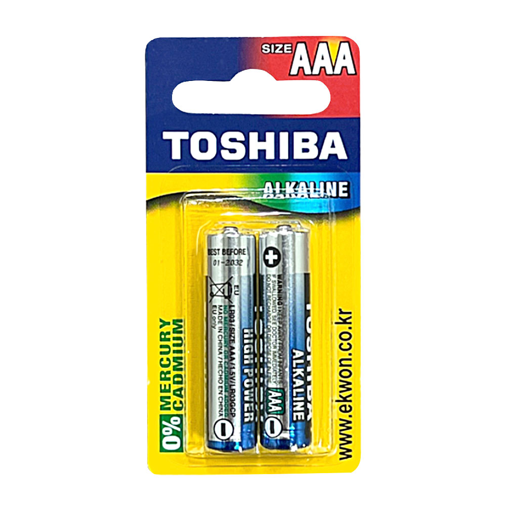 도시바 AAA 알카라인 건전지 2알(1조) 카드형 580원