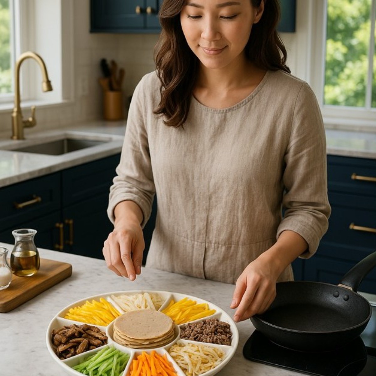 대형 구절판그릇 도자기 나눔접시 월남쌈 반찬 안주 한국전통 접시 국내산 30cm, 1개, 화이트 47,500원