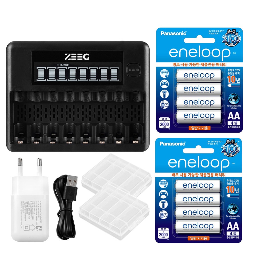 지그 스마트 8구 LCD 충전기 + 에네루프 충전지 세트, 1개 63,800원