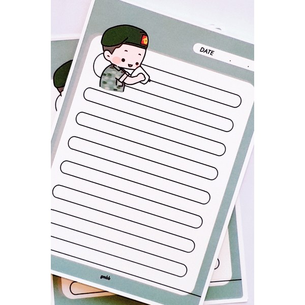 군인 편지 군대 편지지 100장 뜯어쓰는 패드 편지지 훈련소 편지지 곰신 12,500원