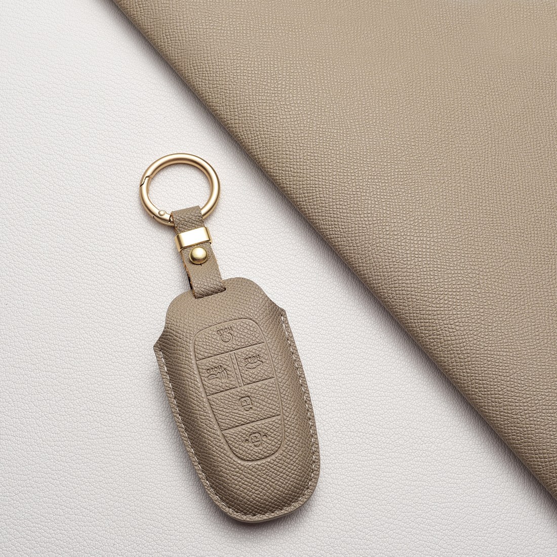 현대 천연 소가죽 스마트 키케이스 호환 (그랜저/싼타페/쏘나타/펠리세이드/넥쏘/투싼) 차량용품 + 선물포장, 현대 J5 타입(5버튼), 에토프그레이 15,400원