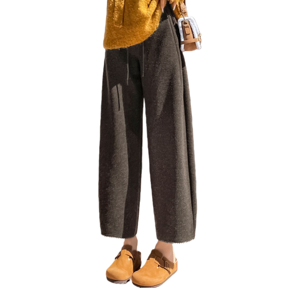 Makone 여성 봄 가을 심플 모직 고무줄 바지 캐주얼 배기 밴딩 와이드팬츠 33,900원