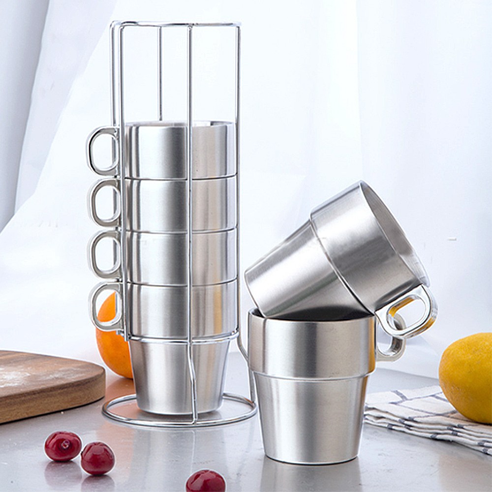 6P 컵세트 컵 스텐레스컵 컵스탠드 6개컵 주방 캠핑 캠핑식기 머그컵 5,000원