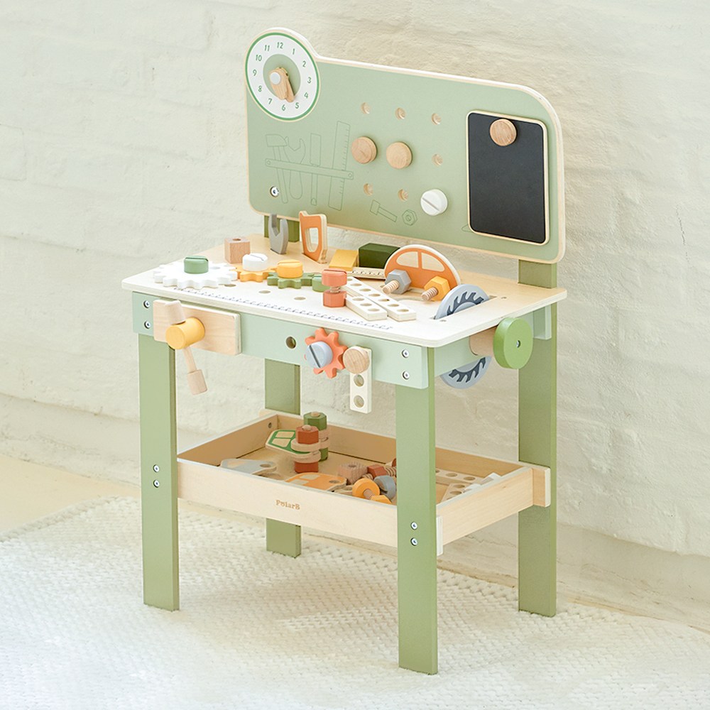 폴라비 유아 원목 공구놀이 세트 드릴 장난감 대형 테이블 역할놀이 3세 4세 5세 교구 129,000원