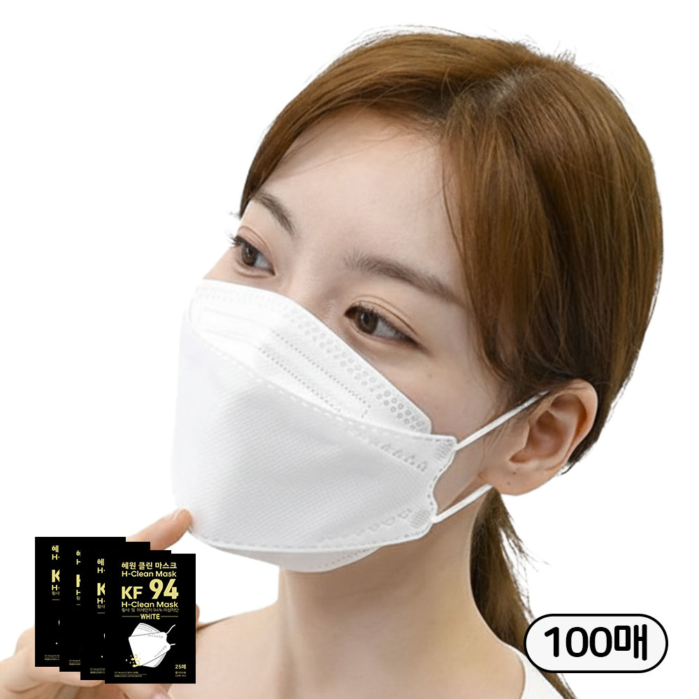 혜원클린 프리미엄국산 KF94 대형 마스크 화이트 100매 지퍼팩 포장, 25개입, 4개, 화이트프리미엄 8,870원