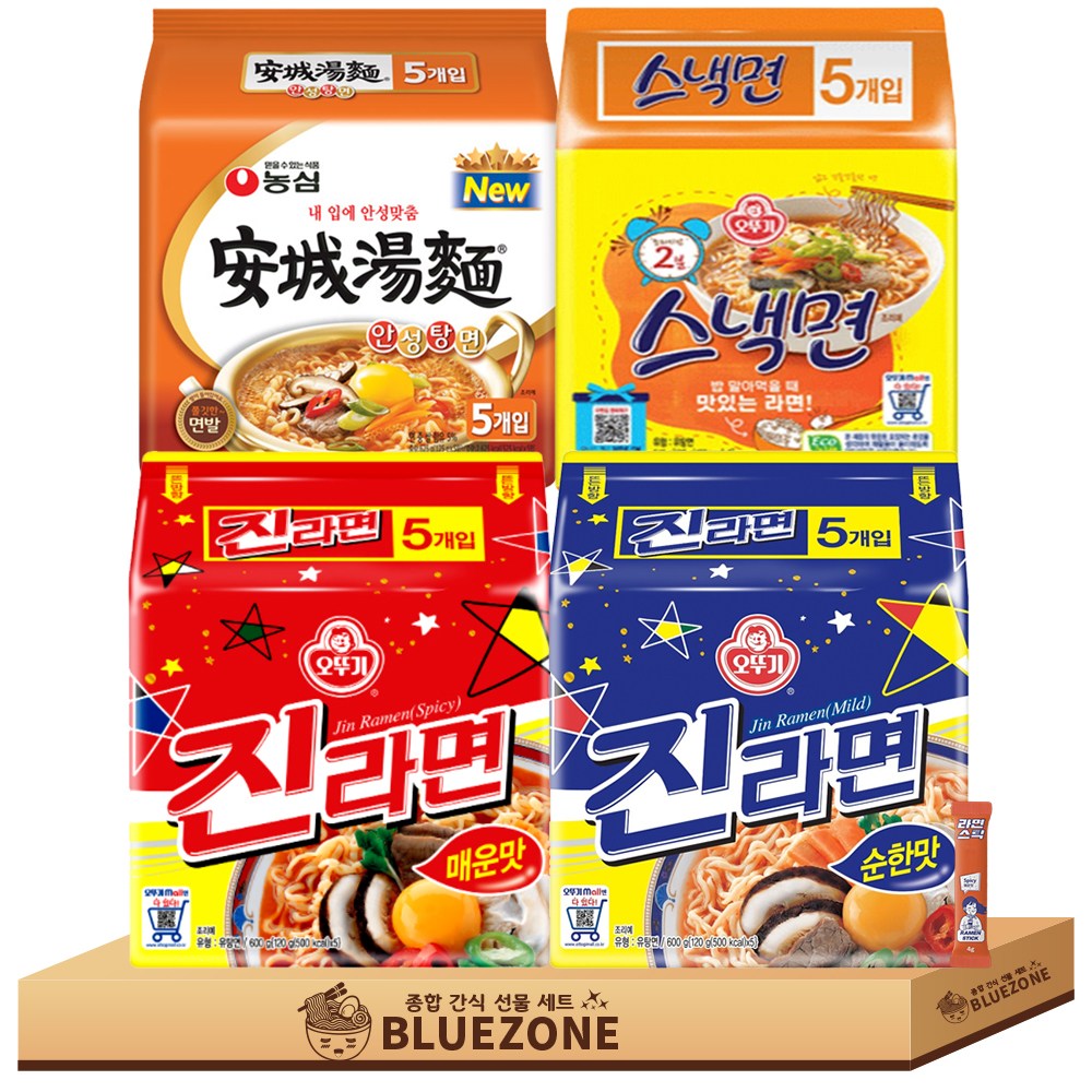 인기 봉지라면 C세트 진매1 진순1 안성탕면1 스낵면1 라면스틱1 26,300원