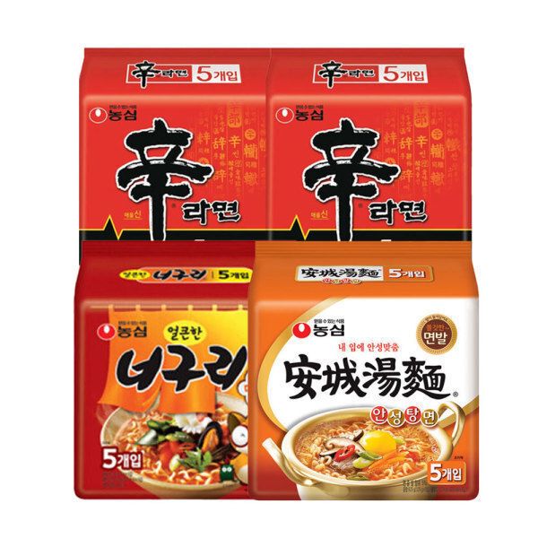 농심 신라면 120g, 10개 + 안성탕면 125g, 5개 + 너구리 120g, 5개 33,700원