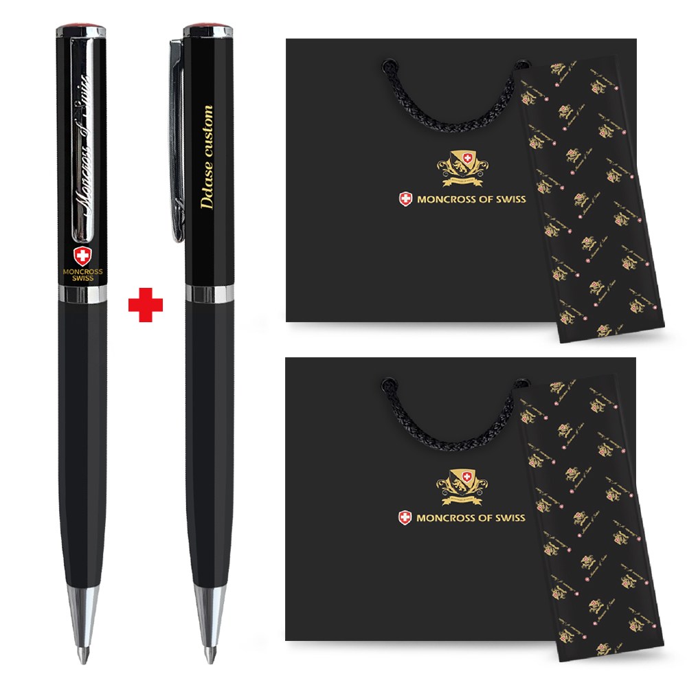 몽크로스 볼펜 이니셜 무료각인 고급 명품 선물포장, 2세트, 블랙 28,000원