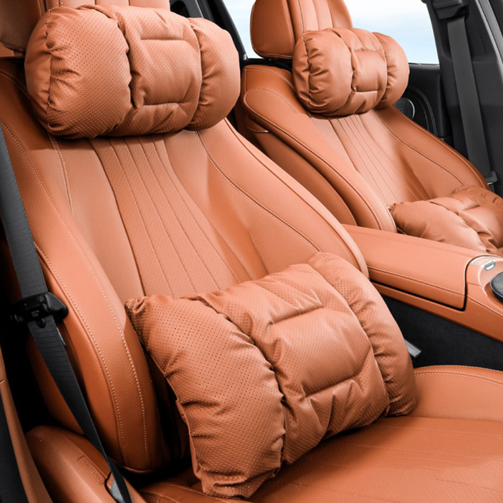 크로니클 차량용 포근 바미라인 전차종호환 머리 쿠션+ 허리 쿠션 세트, 오크브라운, 1세트, 현재가 53,530원