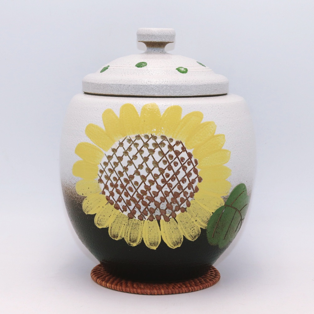 여주 도자기 벌레예방 투톤 해바라기 잡곡 항아리 잡곡통 쌀독 약 3kg용량 바가지드림 30,000원