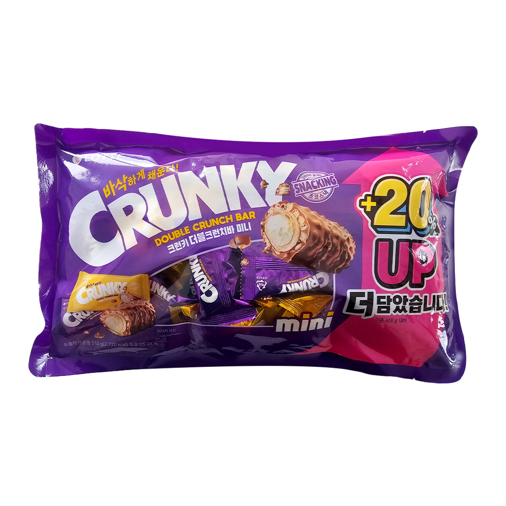 과자사탕초콜릿간식/356F_롯데 크런키 더블크런치바 미니 513g/사무실,회사,탕비실,모임,어린이집,학원,교회,과자파티, 513g, 1 15,170원