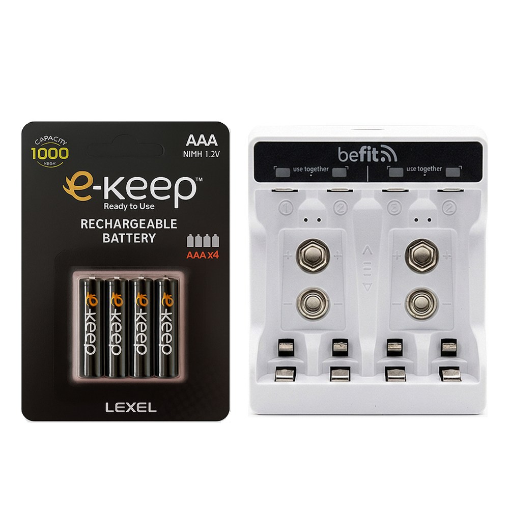 렉셀 e-keep 고용량 AAA충전지 4알+비핏 4구 건전지 멀티 충전기 1개 15,300원