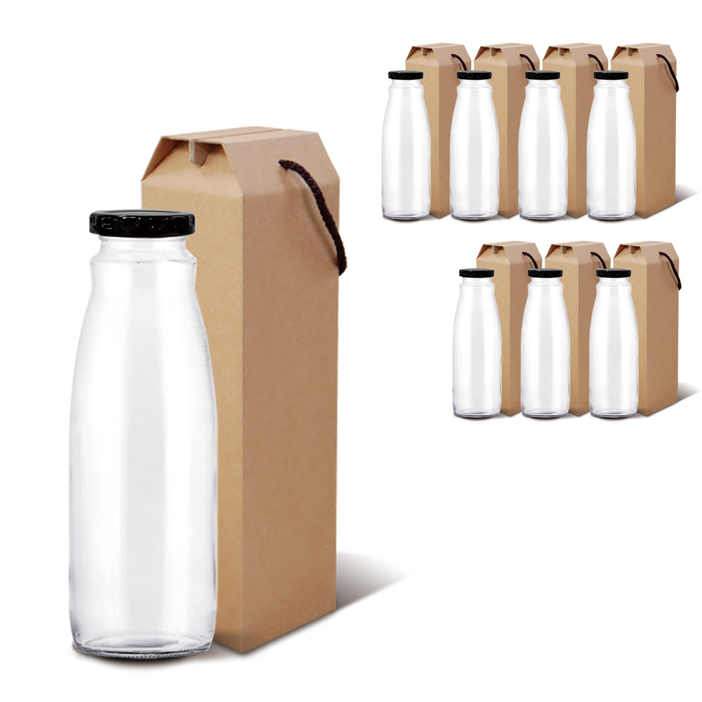 미르코리아 입구넓은형 블랙캡 주스 유리병 1000ml + 선물상자 세트 23,460원