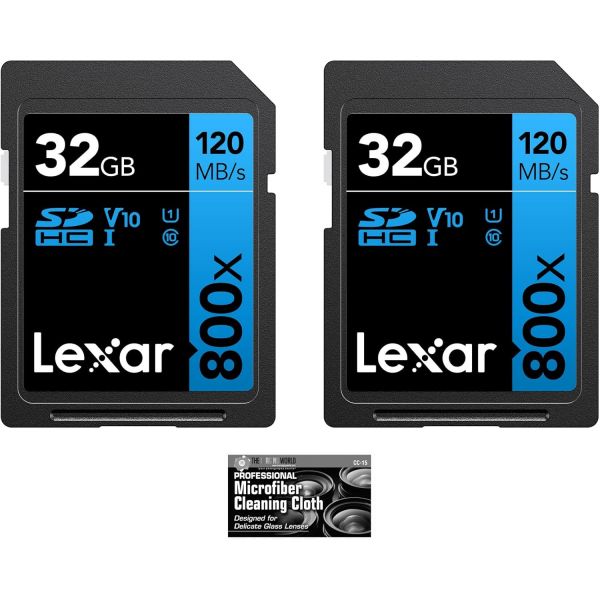 Lexar렉사 32GB Professional 800x SDHC Class 10 UHSIU1 메모리 카드 2팩 번들 109,930원