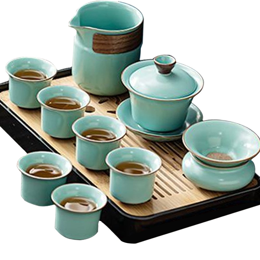 다도세트 전통 차 휴대용 전용 찻잔 여행용 도자기 13종 다기세트 집들이선물, 청록, 다기 13종, 1개, 현재가 70,690원