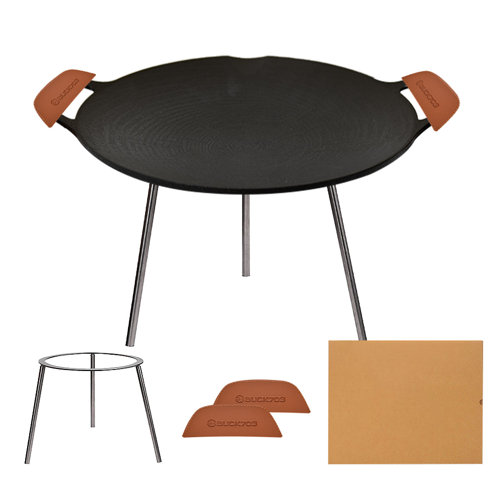 벅703 캠핑 그리들 29cm + 그리들 받침대 26.5cm + 인조가죽손잡이 2p 세트 33,610원