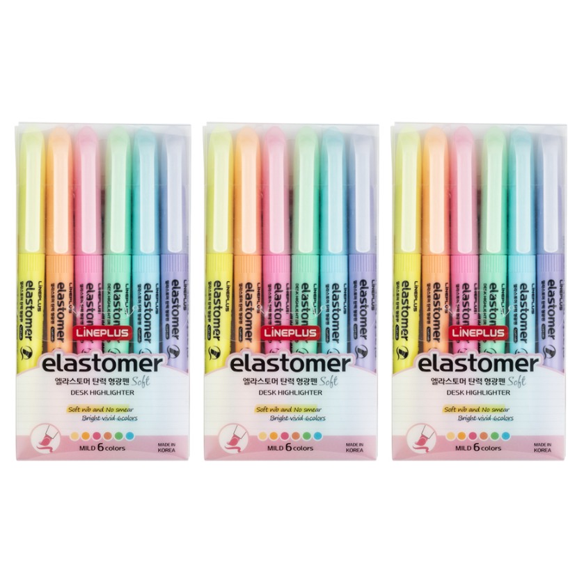 라인플러스 엘라스토머 탄력 형광펜 마일드 6색 세트 5,290원