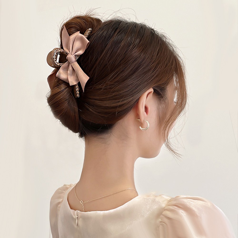 미다미 샤틴 레이스리본 큐빅꼬임 올림머리 집게핀 17,900원