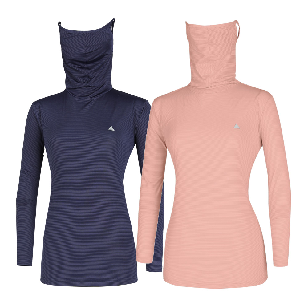 [이지바이] (1+1) 여성 냉감 마스크넥 긴팔 티셔츠_햇빛 올커버 가능한 쿨 스포츠 이너 티셔츠 추천! 25,980원
