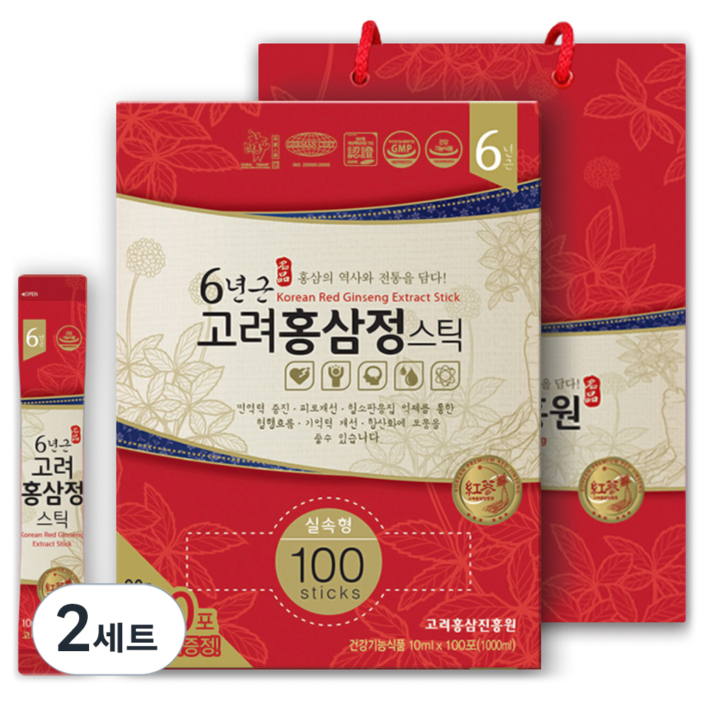 고려홍삼진흥원 6년근 고려홍삼정 스틱 타워형 + 쇼핑백, 1kg, 2세트 99,000원