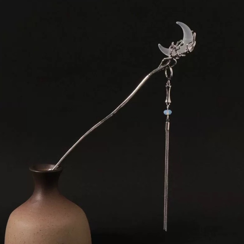 메탈 반달 큐빅 포인트 비녀 한복 고전 올림머리 쪽머리 비녀 7,500원