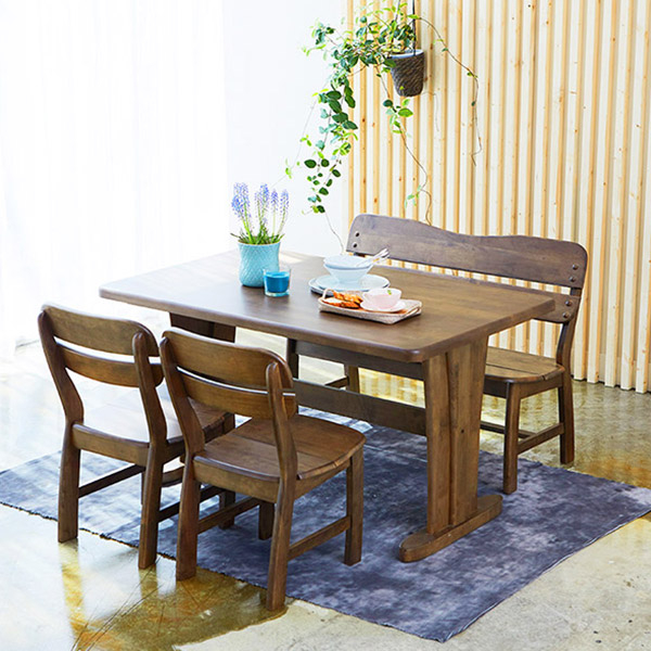 베스트리빙 오츠카 다빈치 우드슬랩 원목 1350 4인용 식탁 테이블세트/의자2개+벤치의자1개 2colors, 월넛 559,000원