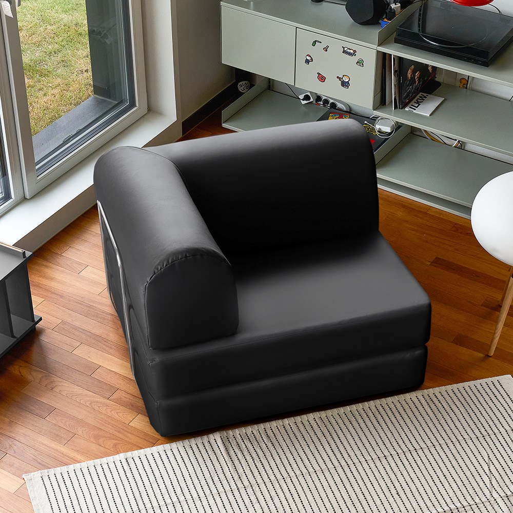 퍼니인어스 멜로우 볼드 소파 베드 가죽 패브릭 모듈 공간절약 감성 디자인 쇼파 원룸 다용도, 블랙PU 299,000원