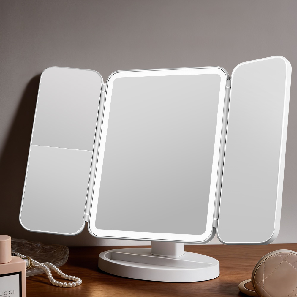 YOPENCE 충전식 LED 화장 조명거울 3단 확대 무선 탁상거울, 화이트, 현재가 27,500원