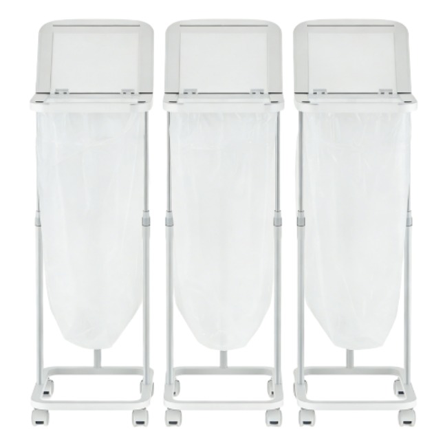 이동식 높이조절 뚜껑형 분리수거 트롤리 재활용 쓰레기통 비닐거치대, 화이트 45,000원
